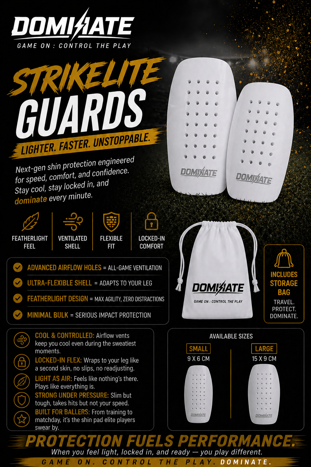 DOMINATE STRIKELITE BREATHABLE SHIN GUARDS