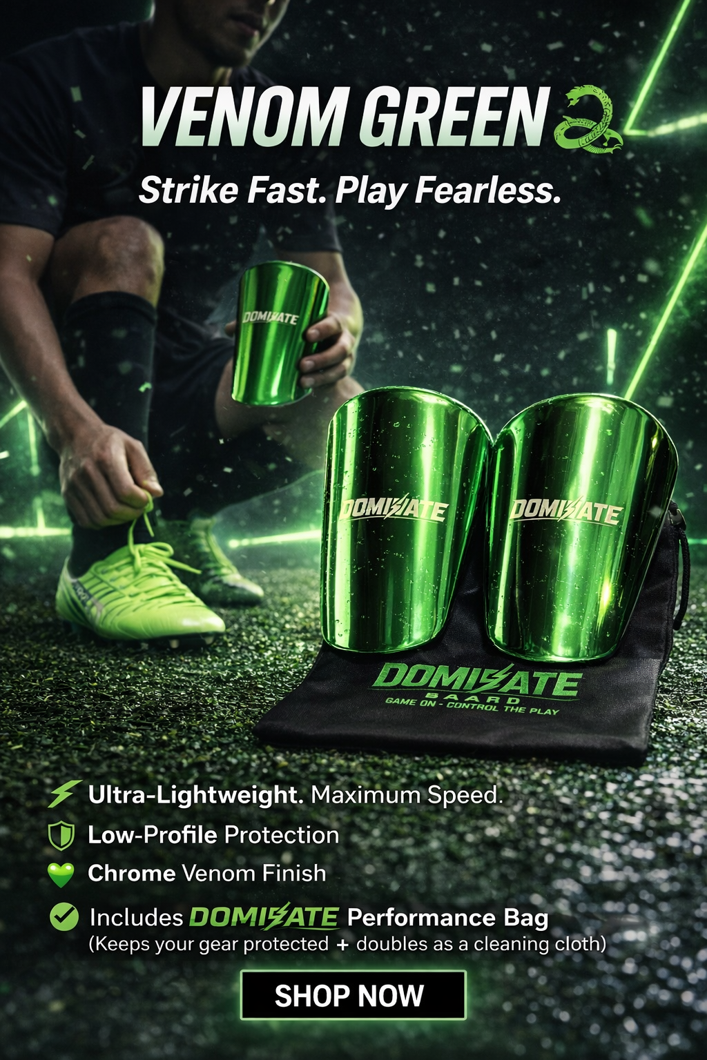 DOMINATE Elite Mini Shin Guards – Venom Green