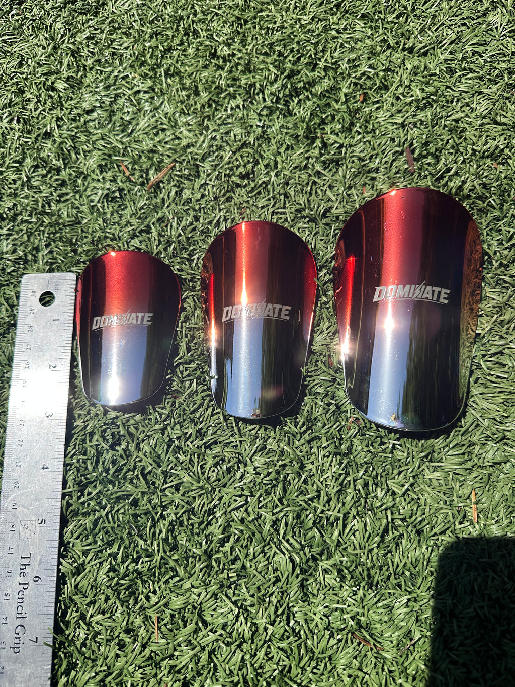 DOMINATE - Fire & Ice Elite Mini Shin Guards – (Red/Chrome) Ombre Chrome Collection