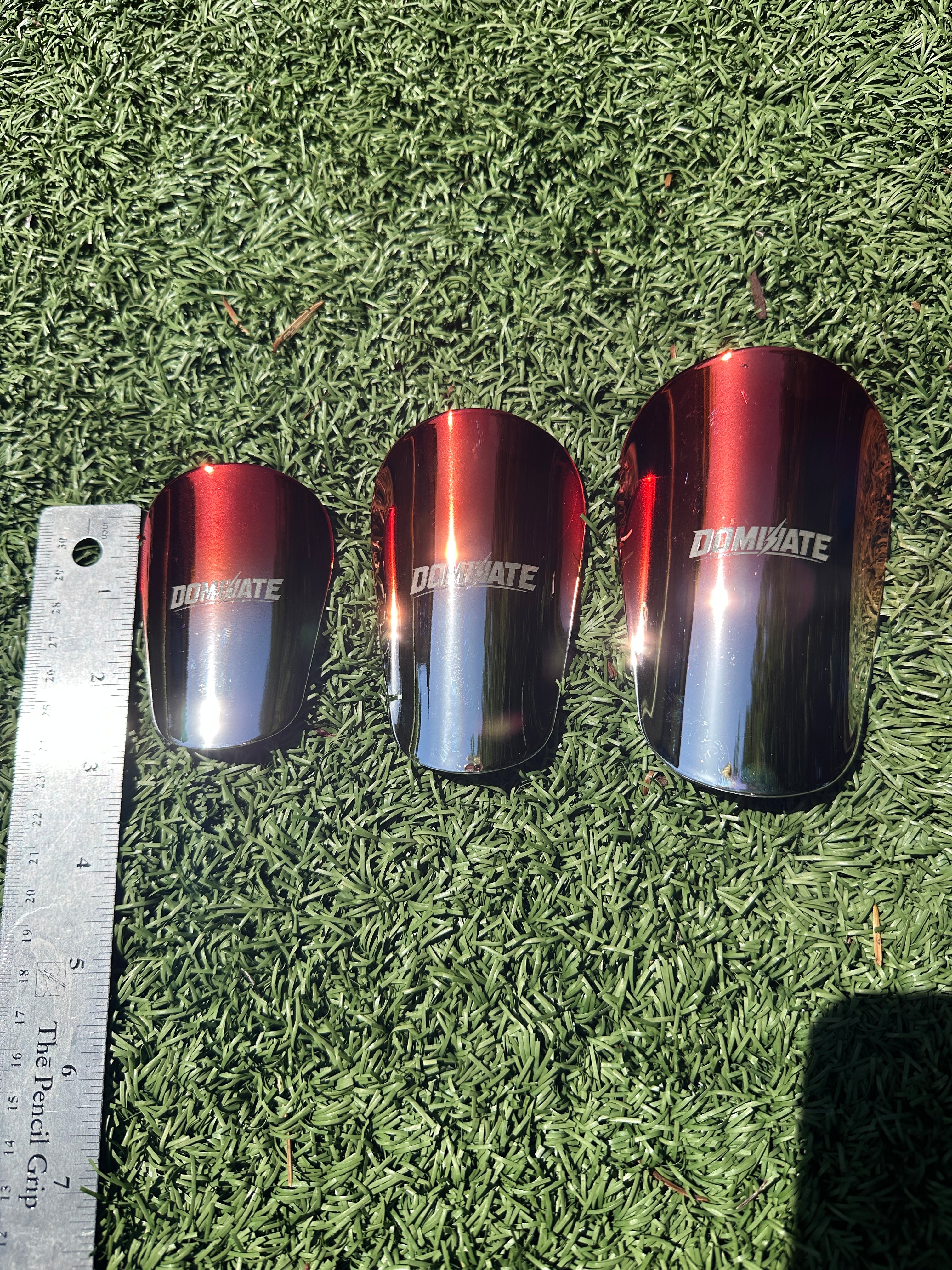 DOMINATE - Fire & Ice Elite Mini Shin Guards – (Red/Chrome) Ombre Chrome Collection