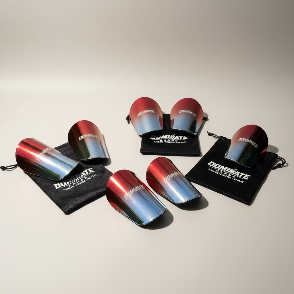 DOMINATE - Fire & Ice Elite Mini Shin Guards – (Red/Chrome) Ombre Chrome Collection