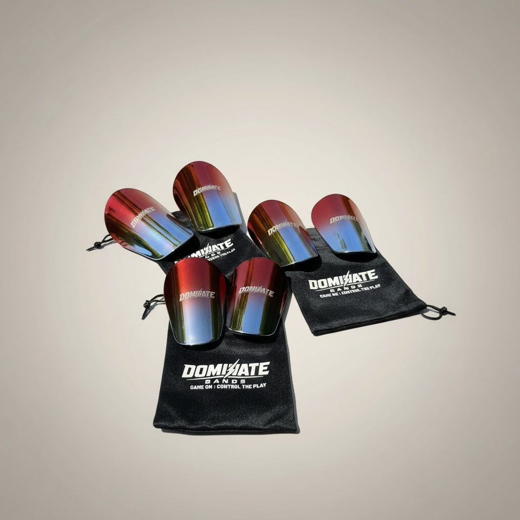 DOMINATE - Fire & Ice Elite Mini Shin Guards – (Red/Chrome) Ombre Chrome Collection