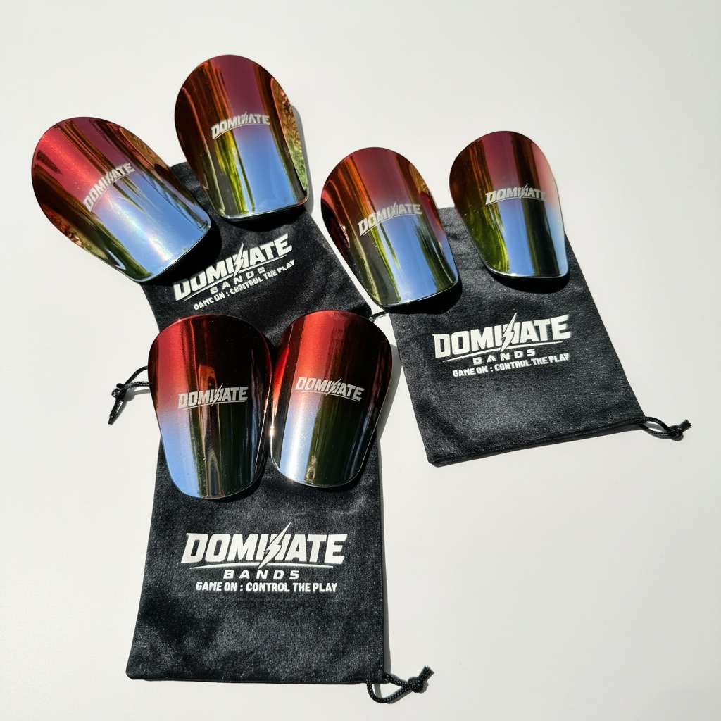DOMINATE - Fire & Ice Elite Mini Shin Guards – (Red/Chrome) Ombre Chrome Collection