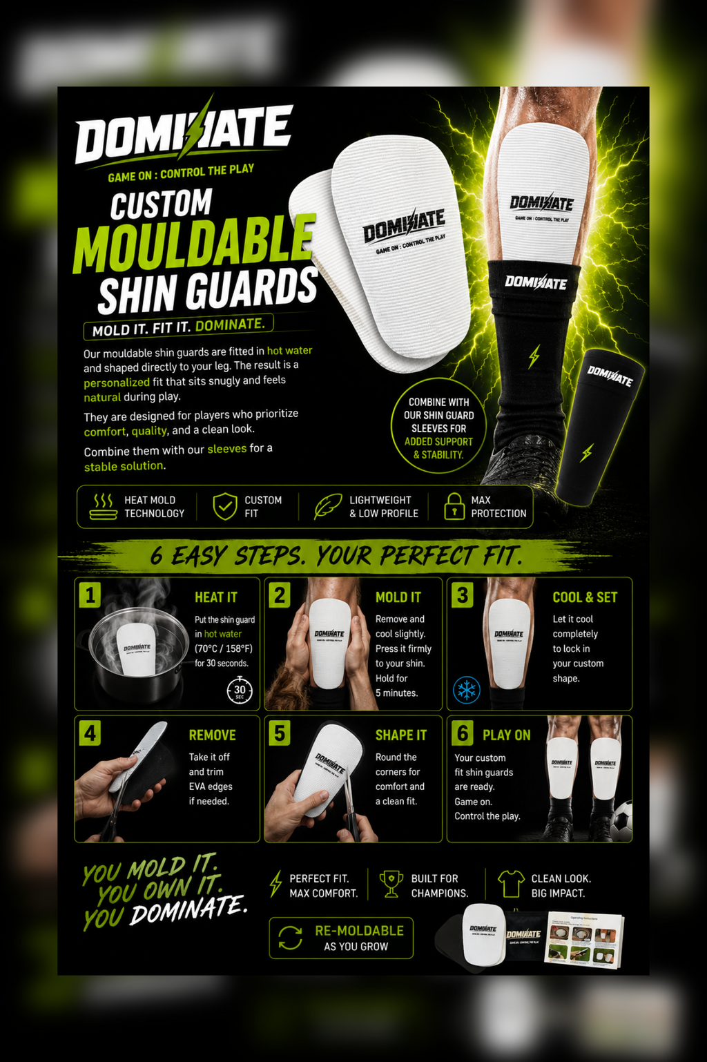CUSTOM MOLDABLE SHIN GUARDS - MOLD IT. FIT IT. DOMINATE